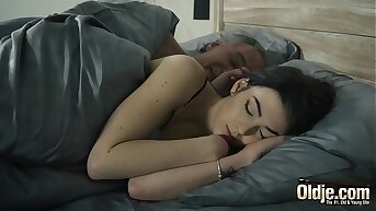 Old and Young Marketable young girl seduces grandpa and gets his cock inside their way